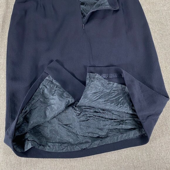 Linda Allard Ellen Tracy Wool Blend Pencil Skirt Women 14 Navy Blue Casual Korea - Picture 9 of 13